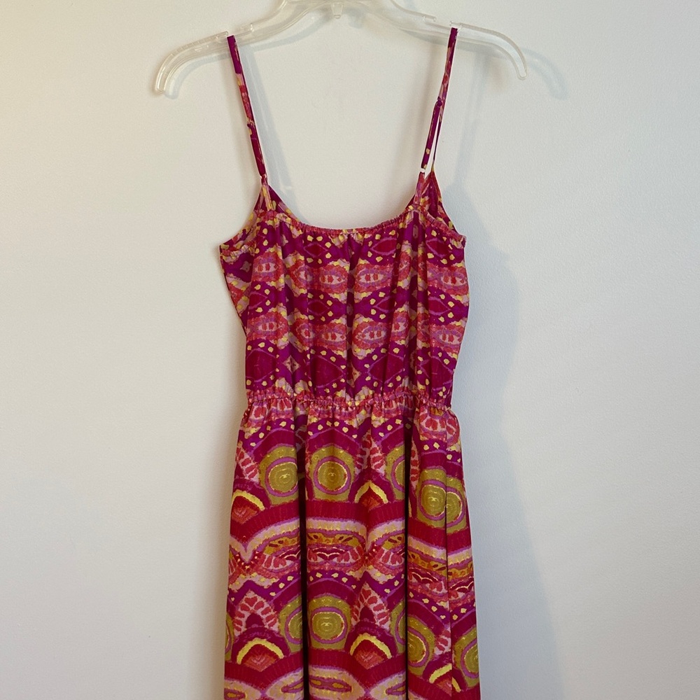 Collective Concepts Vibrant Pink and Green Maxi Dress